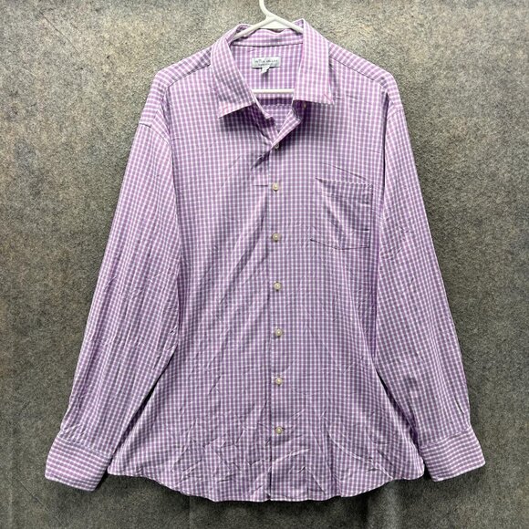 Peter Millar Shirt Mens XL Purple Check Summer Comfort Performance Golf - Picture 1 of 10